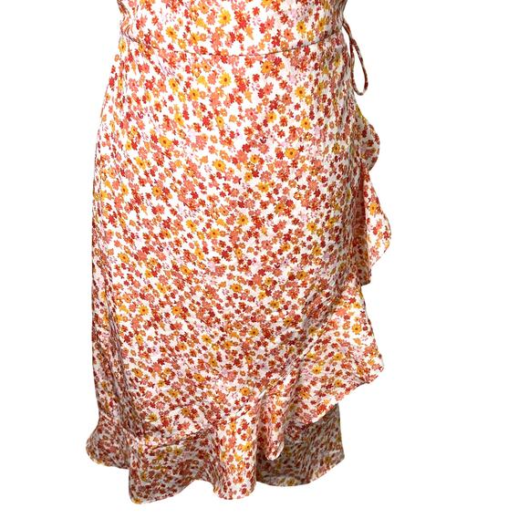 Vero Moda Mini Dress Adjustable Straps Ruffle Hem Floral Print Multicolor L NWT - Picture 4 of 10